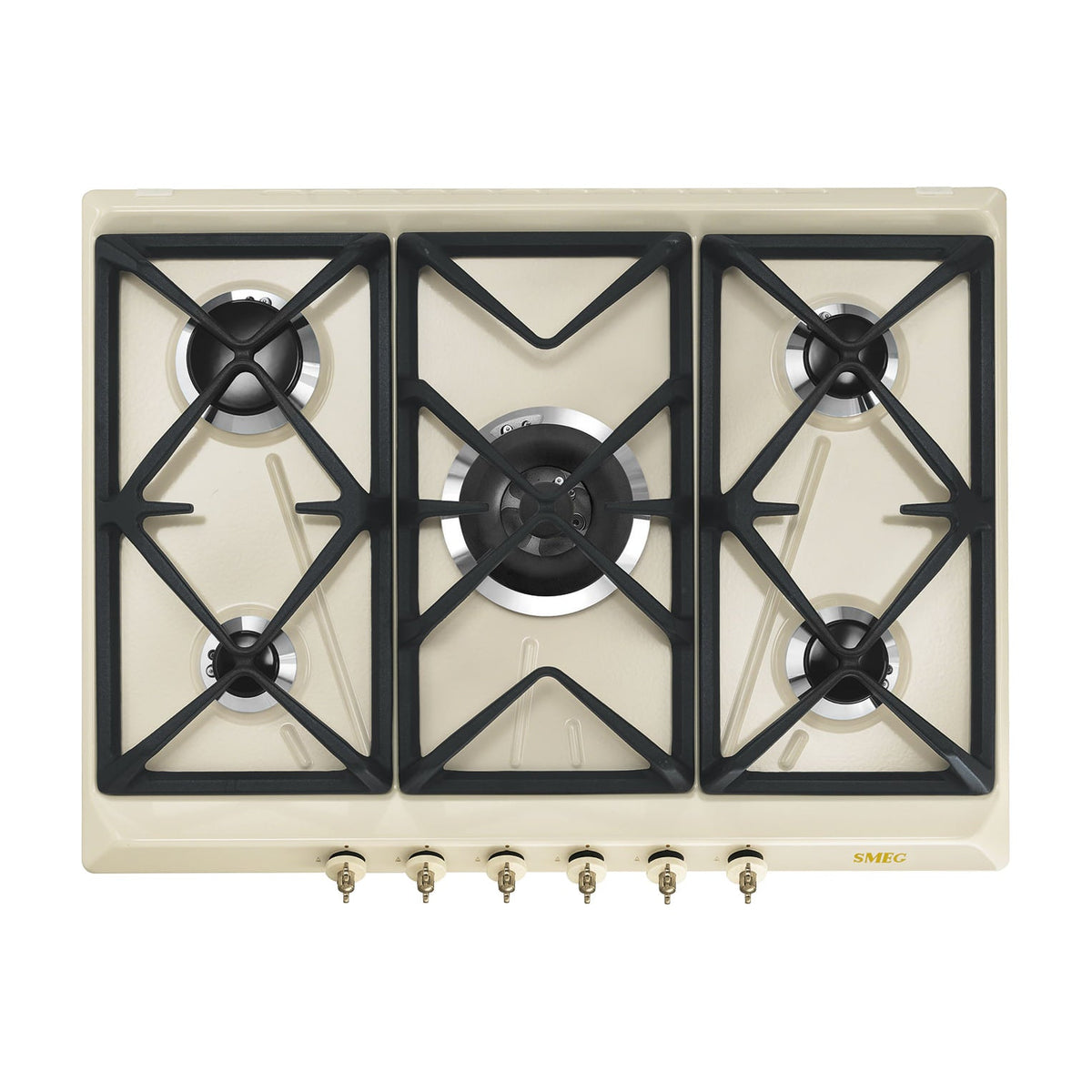 Placa de gas Smeg SRV876POGH de 5 zonas, crema